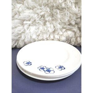 Blue Floral White Side Plates: Shabby Chic Kitchen Decor (Set of Four)